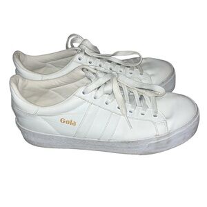 Gola platform Sneakers Leather size 8 white

*see pics for flaws